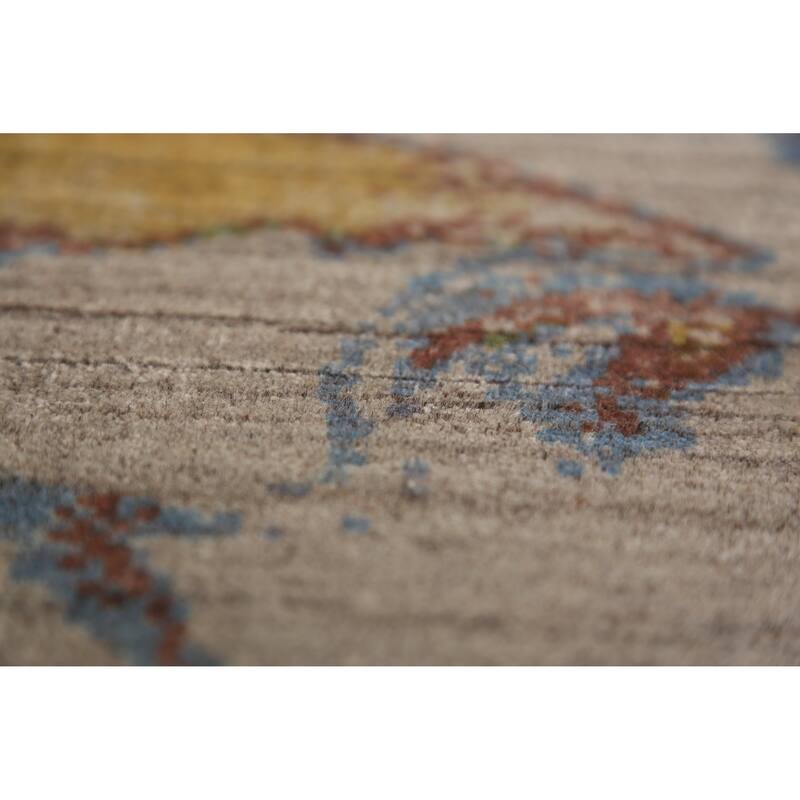 All-Over Abstract Indian Area Rug Handmade Wool Carpet - 5'4"x 7'7"