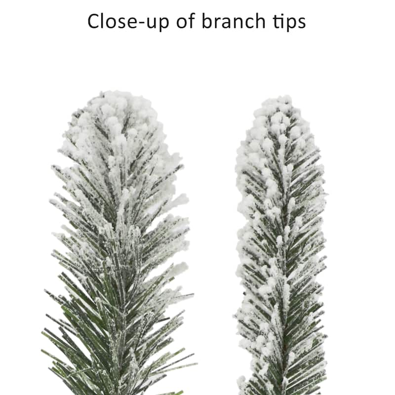 Puleo International 6.5 ft. Pre-lit Flocked Portland Pine Pencil Artificial Christmas Tree
