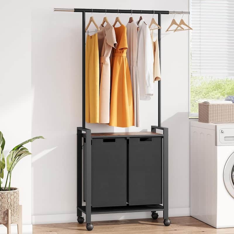 1 Set Ironwood Hanging Laundry Basket Black Retro Swatches Bags