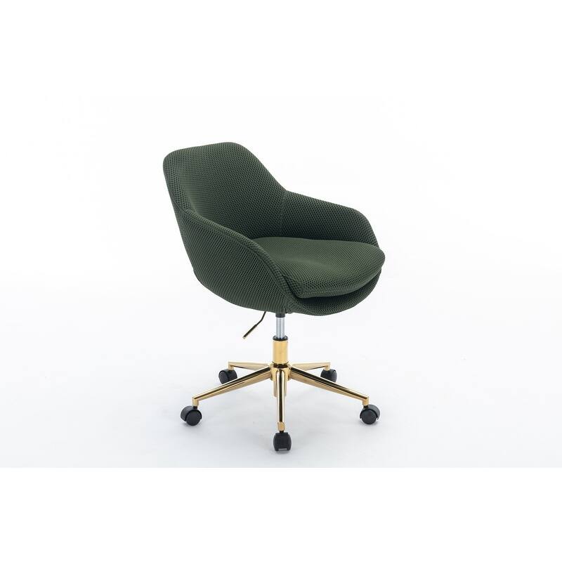 360°Swivel Home Office Chair With Adjustable Height and Gold Metal Base