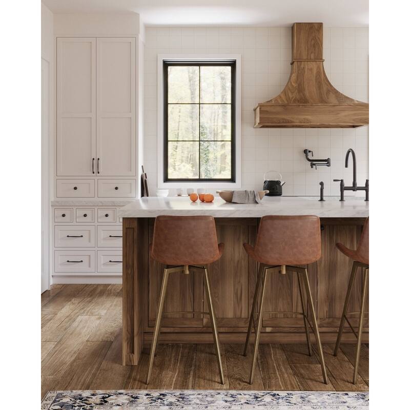 Maven Lane Victor Metal & Vegan Leather Kitchen Dining Stool