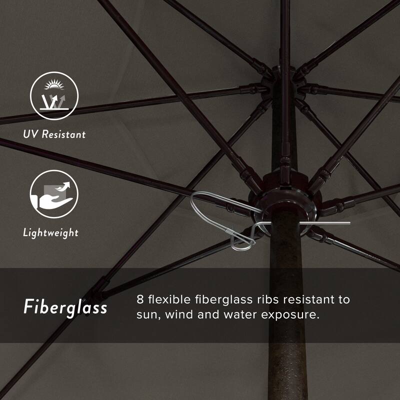 California Umbrella 9' Rd. Aluminum Frame, Fiberglass Rib Market Umbrella, Push Open, Bronze Finish, Pacifica Fabric
