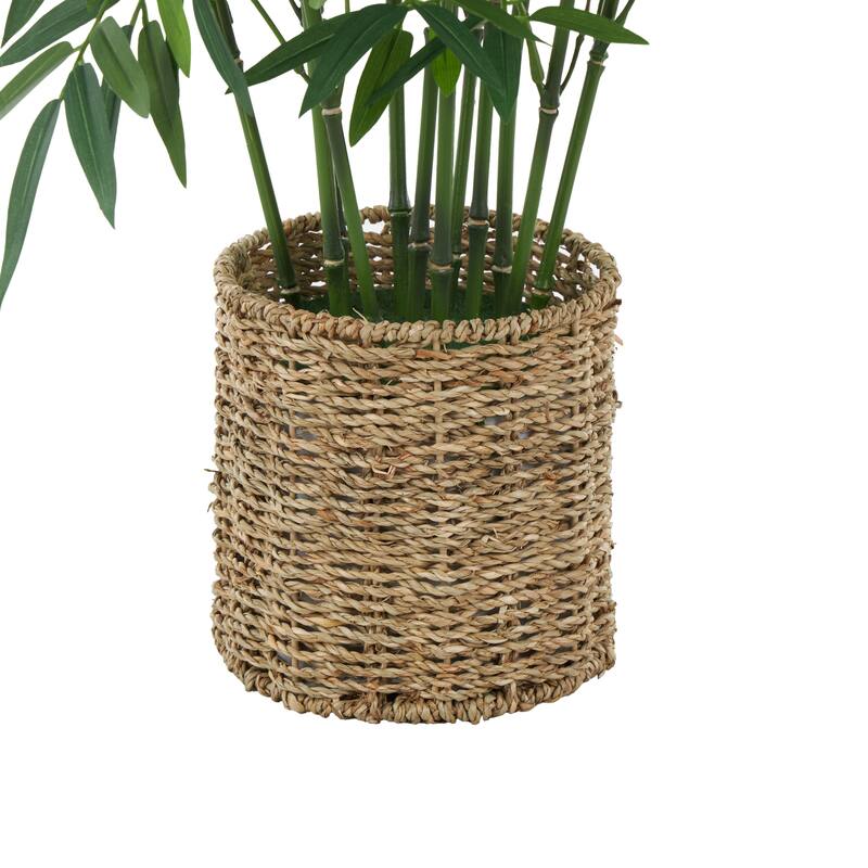 Faux Foliage Artificial Tree with Realistic Leaves and Brown Seagrass Pot - Green - Roche River Decor - 27"W x 27"L x 40"H