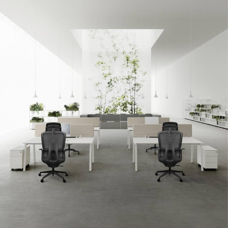 Ergonomic Office Chair with Lumbar Computer Adjustable Headrest Executive Desk Armchair Tall High Back Mesh
