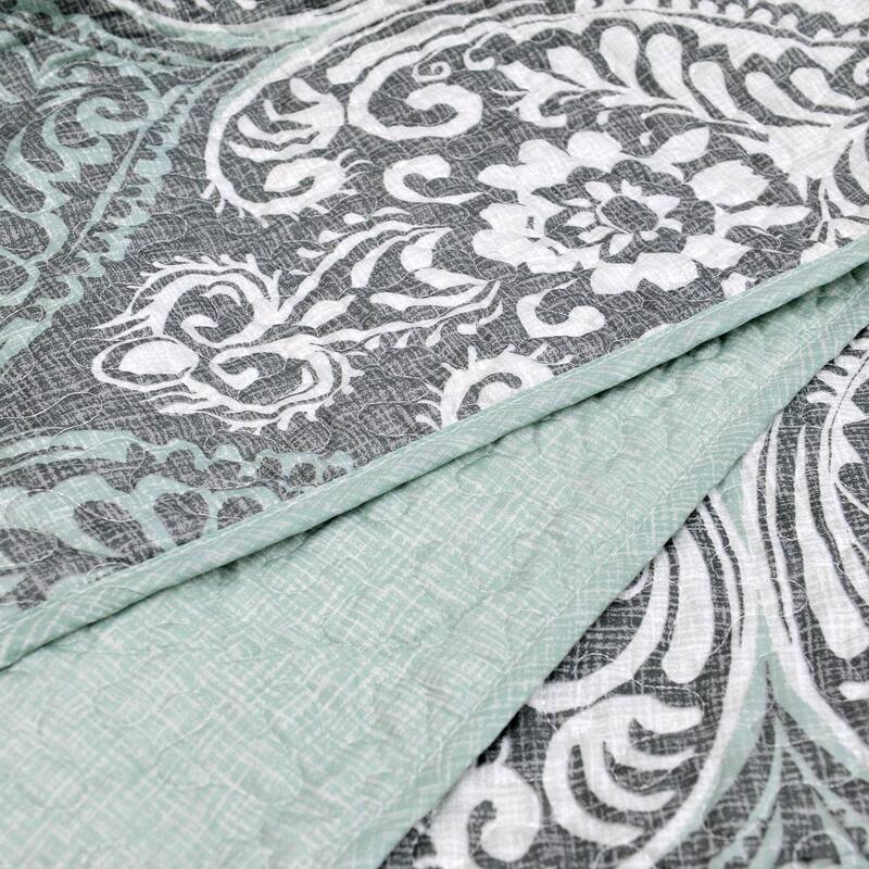 Home Soft Things 5 Piece Kingston Damask Printed Microfiber Quilts