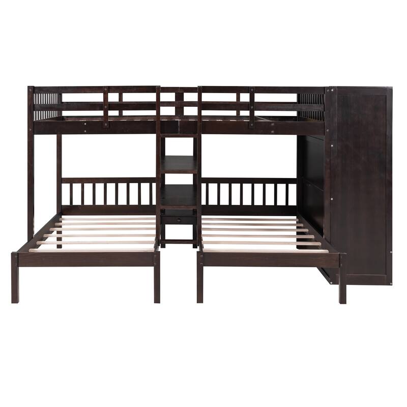 Bunk Bed with Shelves, Wardrobe and Mirror