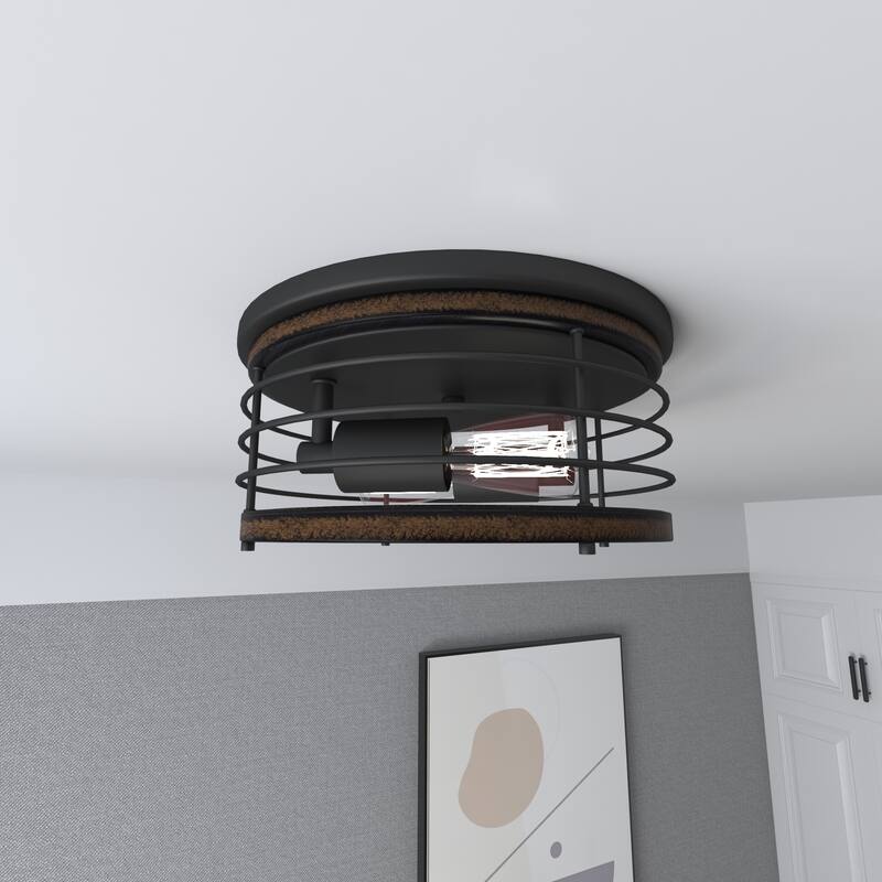 13" Round Iron Flush Mount Ceiling Light - φ13"x5.85"