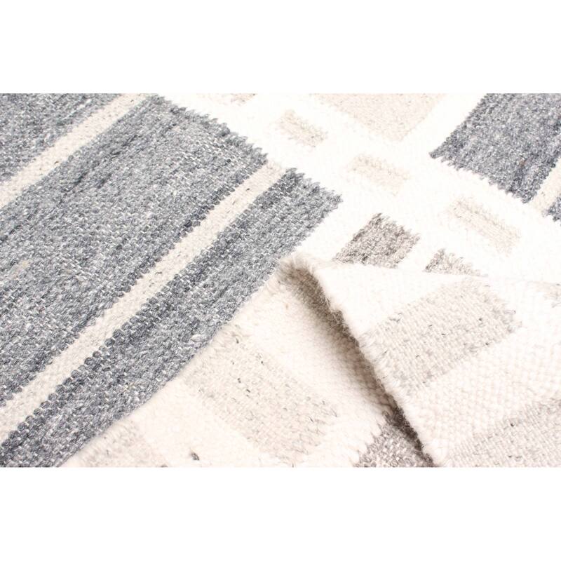 ECARPETGALLERY Flat-Weave Ankara FW Light Grey Wool Kilim - 5'4 x 7'9