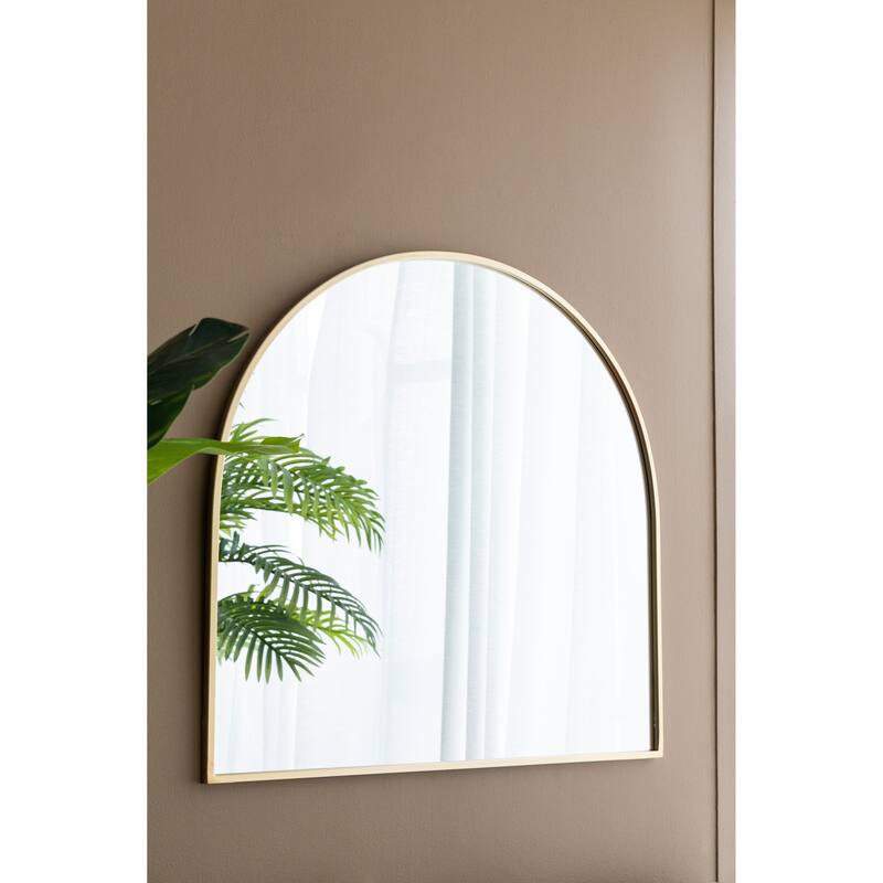 33" x 31" Arched Wall Decor Accent Mirror with Iron Frame - Gold