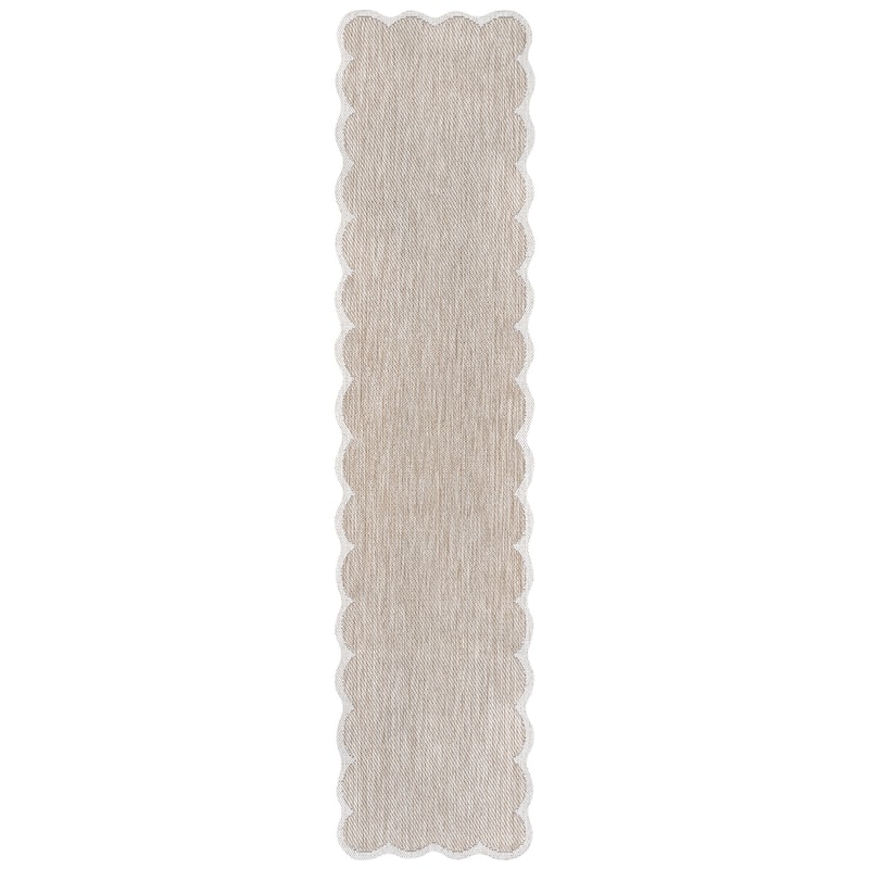 JONATHAN Y Alice Classic Cottage Two-Tone Scalloped Indoor/Outdoor Shaped Area Rug
