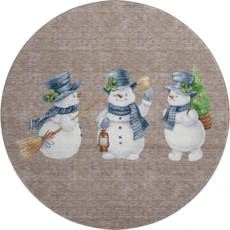 Premium Washable Super Soft Winter Holiday Snowman Mayfield Rug
