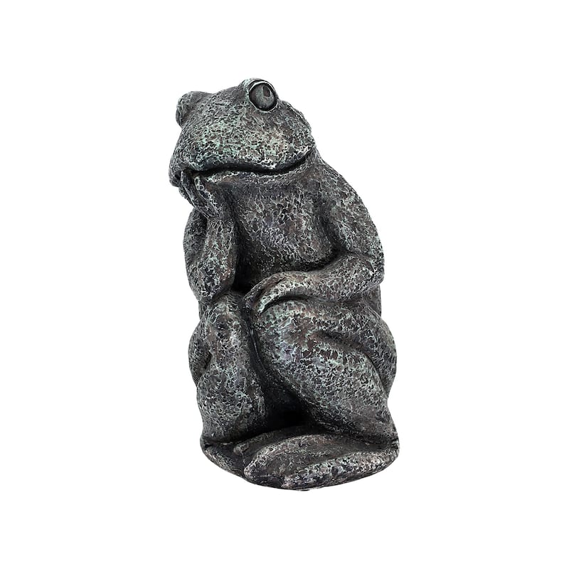 Thinking Frog Outdoor Garden Statue - 10.25"