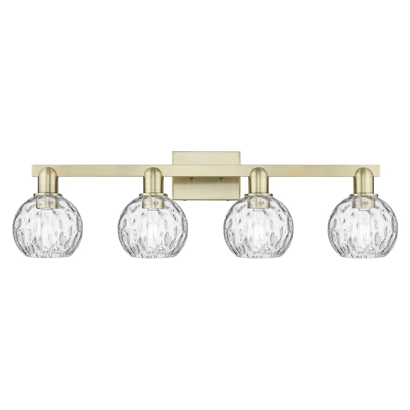 Innovations Lighting Endless Possibilities Arcadia - Athens Water Glass - 4 Light 33" Bath Vanity Light - Antique Brass