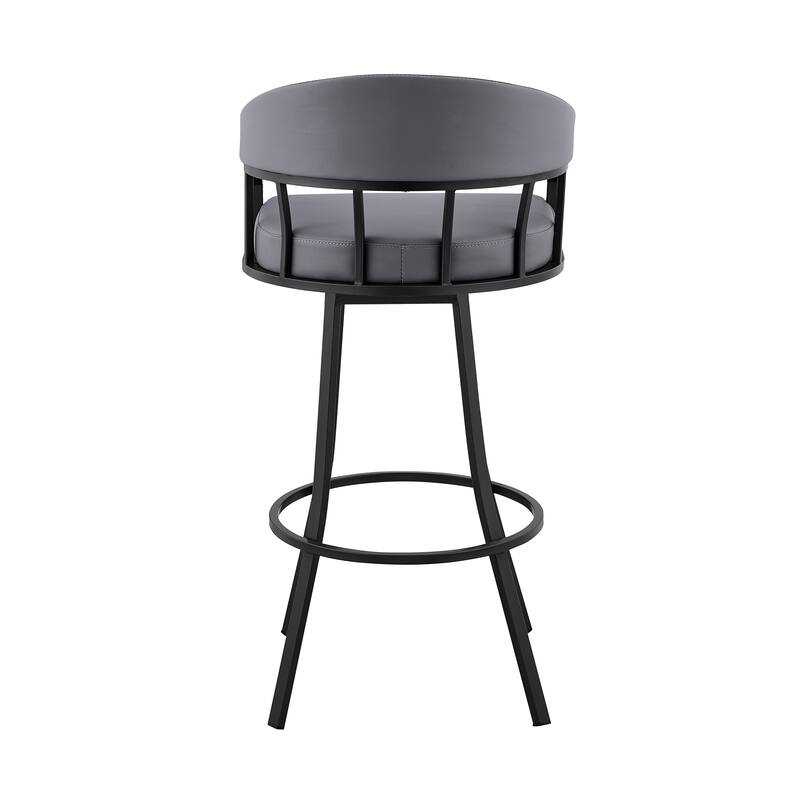 Palmdale Faux Leather and Metal Upholstered Swivel Counter or Bar Stool