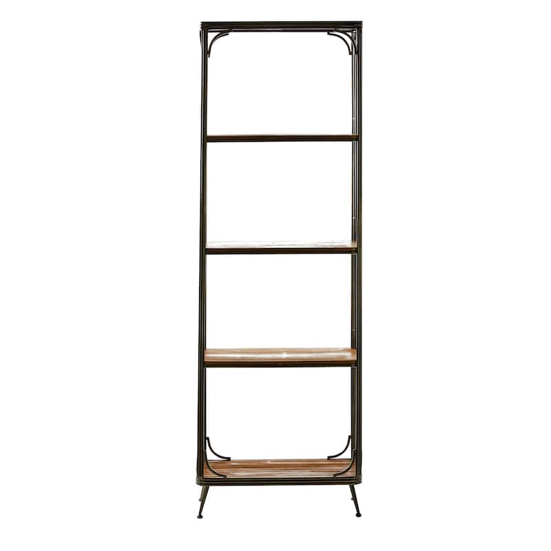 Wood 5 Shelf Shelving Unit - Brown - Roche River Decor