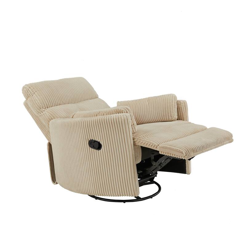 Montclair Plush Corduroy Fabric Manual Swivel Glider Recliner by iNSPIRE Q Classic