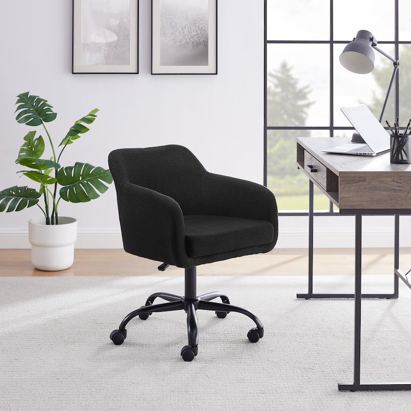 Linon Richard Sherpa Adjustable Height Office Chair - Black/Black Base