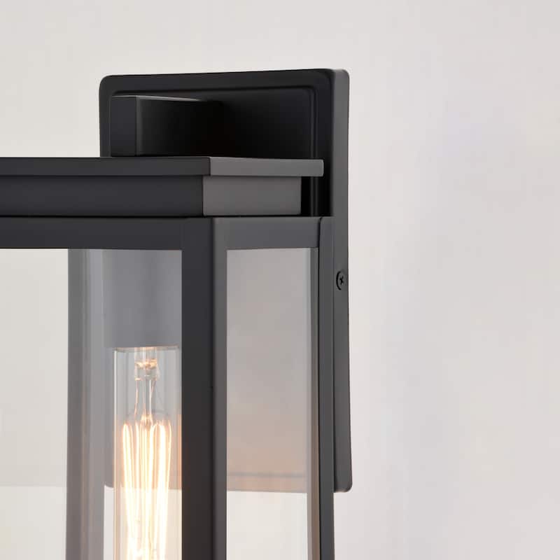 VAXCEL Uptown 1-Light Matte Black Transitional Outdoor Wall Sconce made of Durable Metal, Clear Glass Shade, LED Compatible