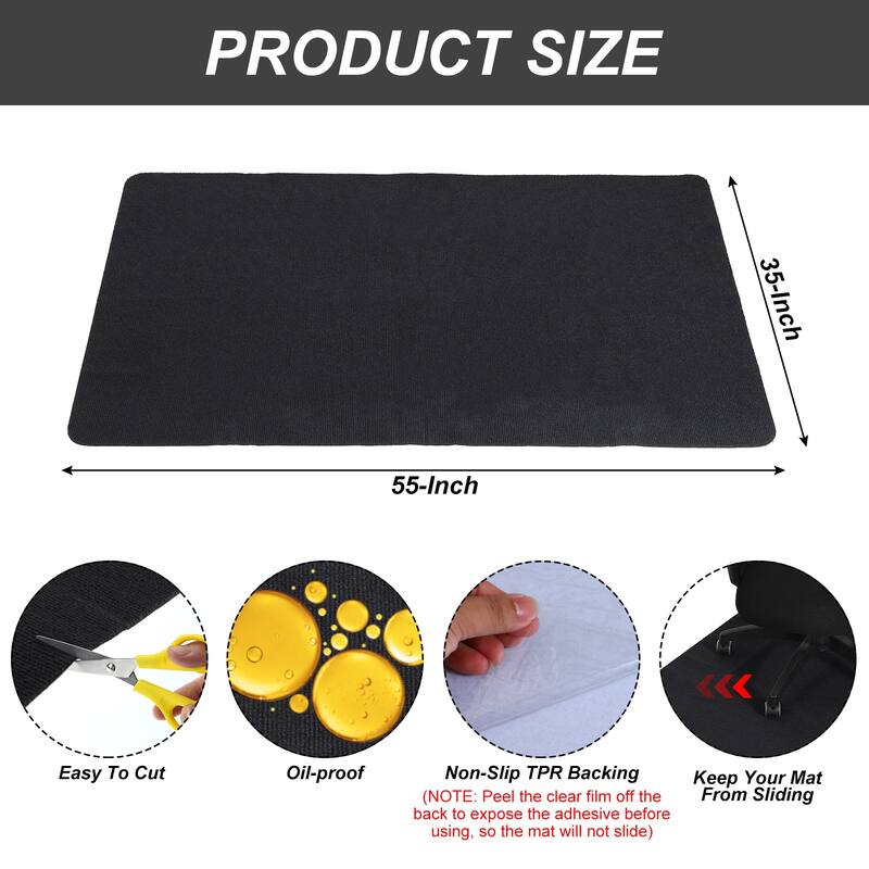 55 Inches x 35 Inches Office Chair Mat for Hardwood Floors - Dark Grey