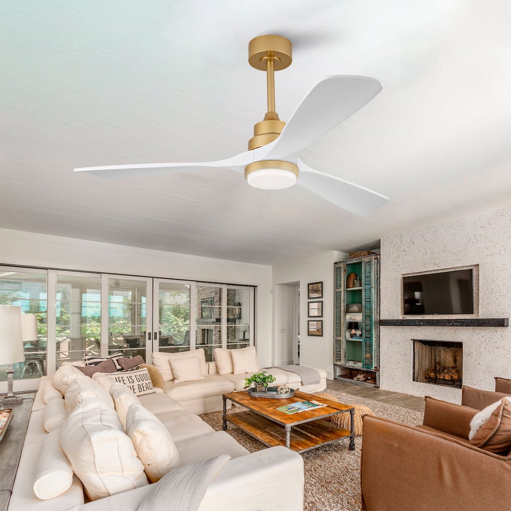 52" Ceiling Fan w/ Dimmable LED Light Remote Control Reversible DC Motor