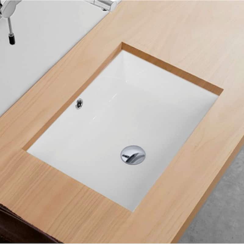 STYLISH 19 inch Rectangular Undermount Porcelain Bathroom Sink with 2 Overflow Finishes