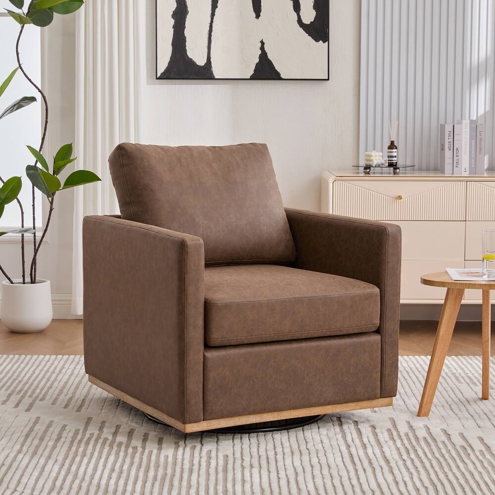 30.7"W Upholstered Square Swivel Accent Chair and Comfy Accent Single Sofa Chair, 360 Degree Club Chair Lounge Armchair