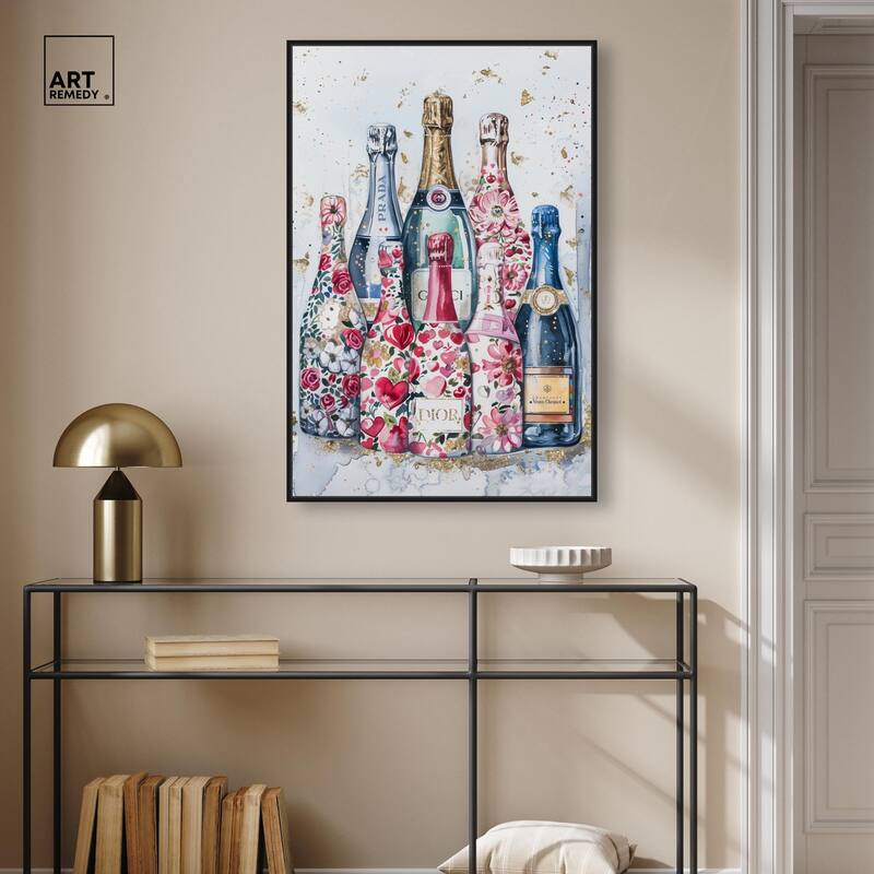 Intricate Floral Champagne Canvas by Art Remedy
