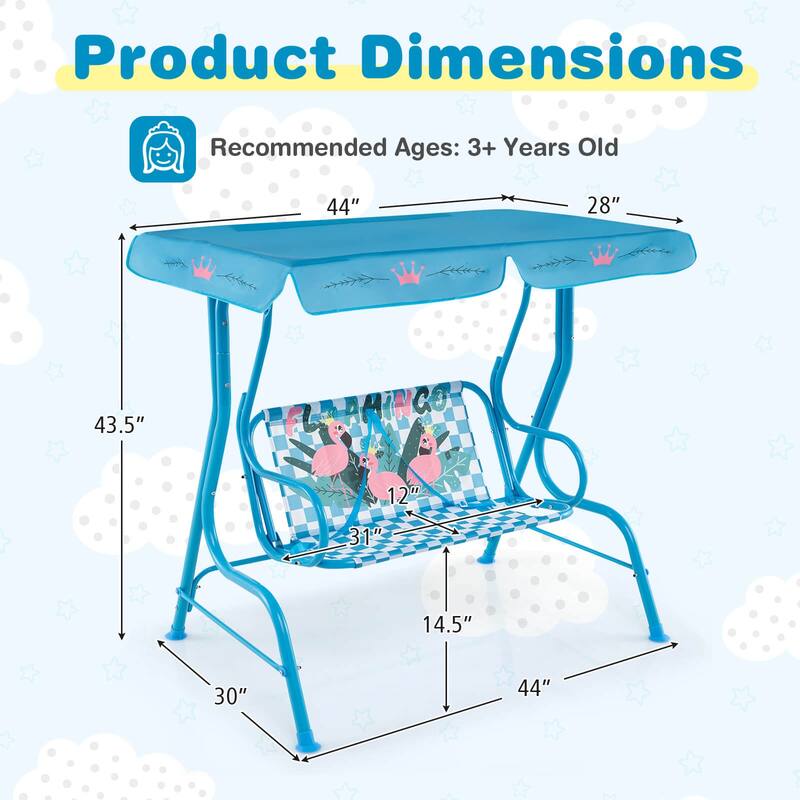 Costway 2-Seater Toddler Porch Swing Chair with Metal Stand Adjustable - See Details