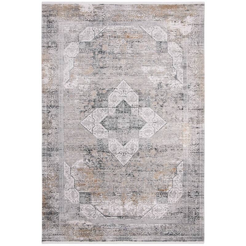 SAFAVIEH Eclipse Hirondina Vintage Boho Abstract Viscose Rug with - 10' x 14' - Light Grey/Grey