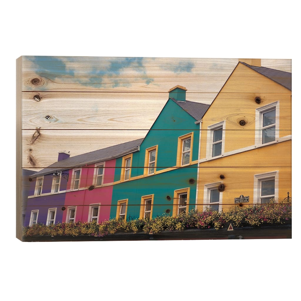 Colorful Architecture, Kenmare, County Kerry, Munster Province, Republic Of Ireland Print On Wood by David Barnes - Multi-Color