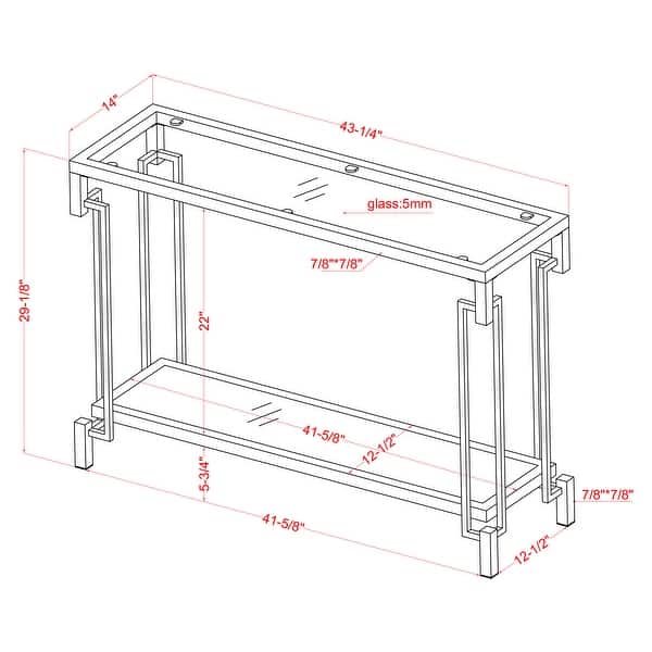 Yout Glam 43-inch Glass Top 1-Shelf Sofa Table by Furniture of America