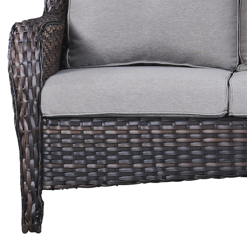 Gymojoy Outdoor Patio Rattan 3-Seat Sofa with Cushion