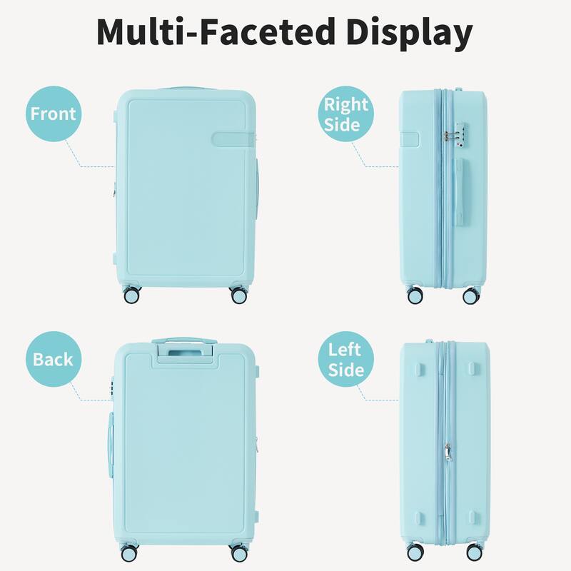 4 Piece ABS Expanable Spinner Wheels Lightweight Luggage Set w/TSA Lock and Compression Packing Cubes