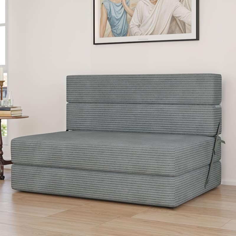 Moasis Convertible Folding Sofa Bed, Corduroy Fabric Fold Out Sleeper Chair - Twin