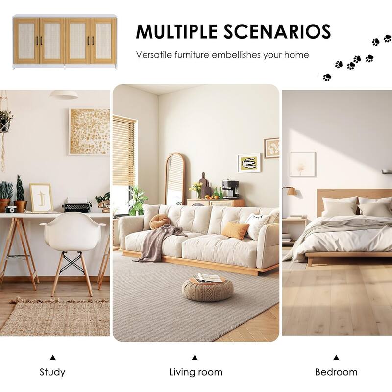 Double Cat Litter Box Enclosure, 47.2" Large Wood Cat Hidden Furniture