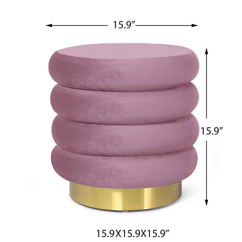 Adeco Round Storage Ottoman Removable Lid Vanity Makeup Footstool