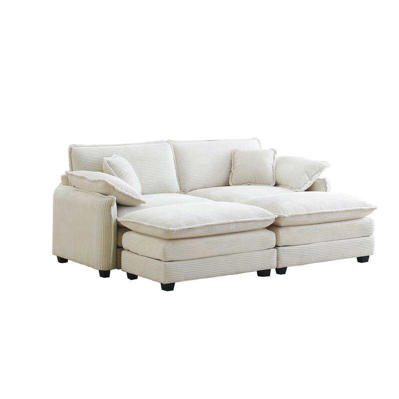 Ergonomic 2-Seater Modular Theater Sofa with Ottoman and Pillows