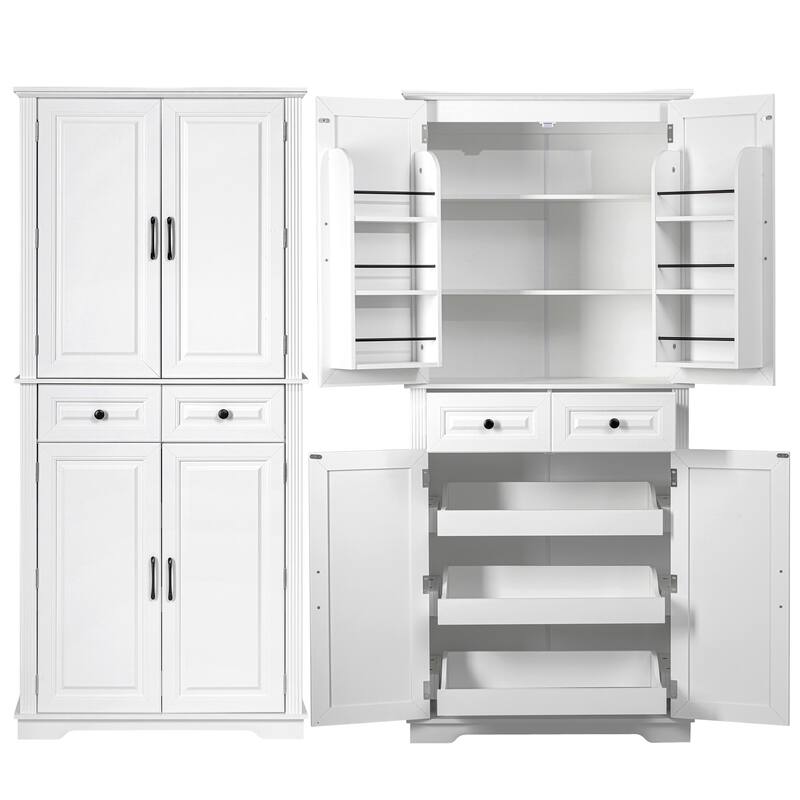 Pantry Cabinet with 3 Pull Out Cabinet and 2 Drawers