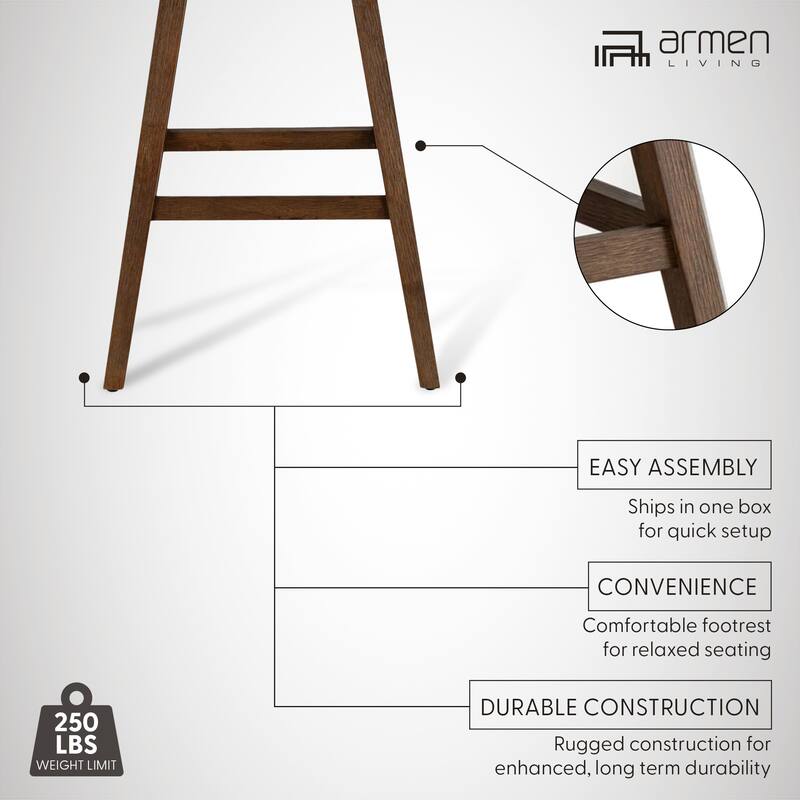 Branson Modern Bar Stool, Upholstered Counter Stool with Solid Wood Frame