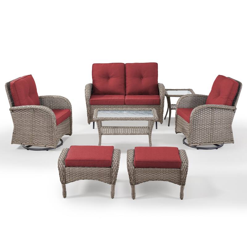 Gymojoy Outdoor Wicker Patio Furniture Loveseat Glider & Chair Set Weather-Resistant