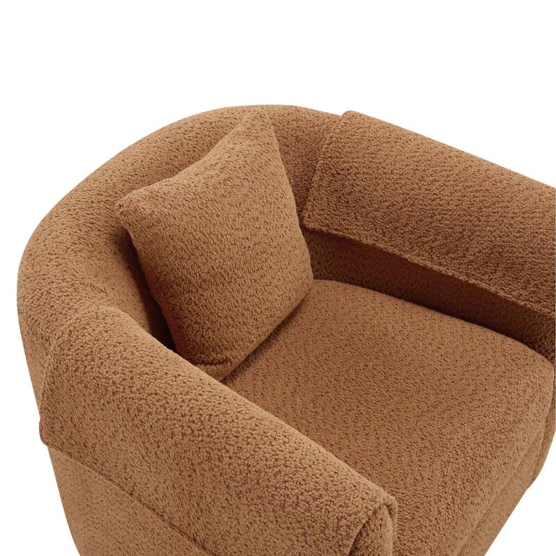Homy Lin 360° Swivel Chenille Accent Chair with Ottoman,Armrests & Back Pillow, Comfy Living Room Armchair Set for Read or Relax
