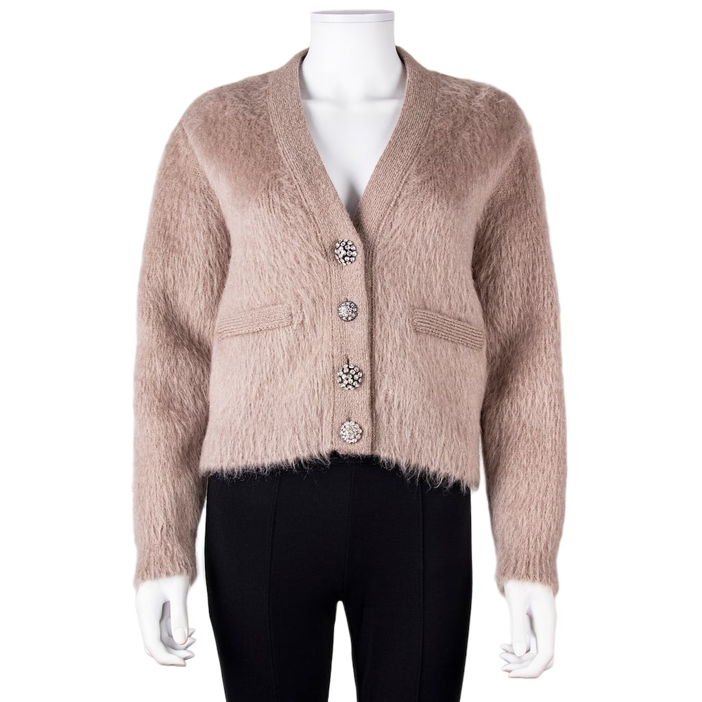 Celine Brushed Cardigan Jacket with Rhinestone Buttons