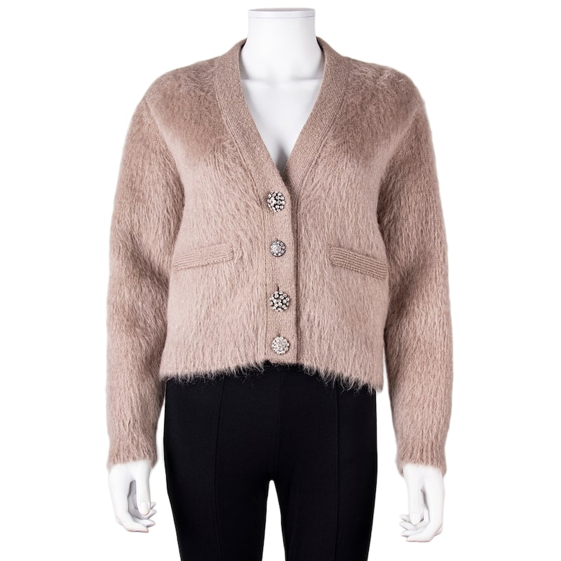 Celine Brushed Cardigan Jacket with Rhinestone Buttons - XS