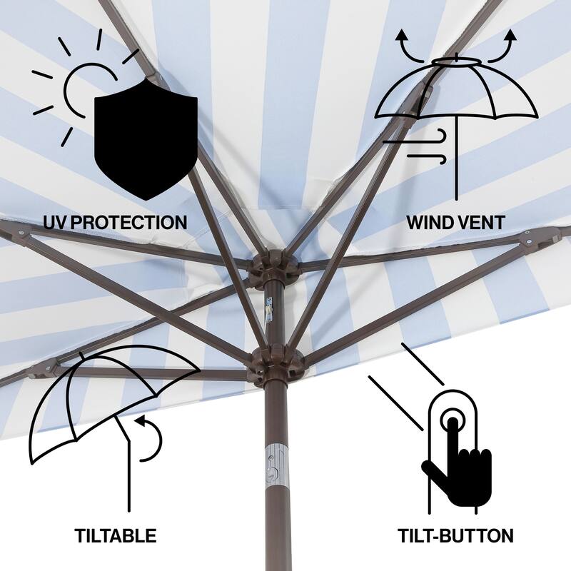 9ft Half Market Umbrella, Scalloped, Crank, Tilt, UV, by JONATHAN Y