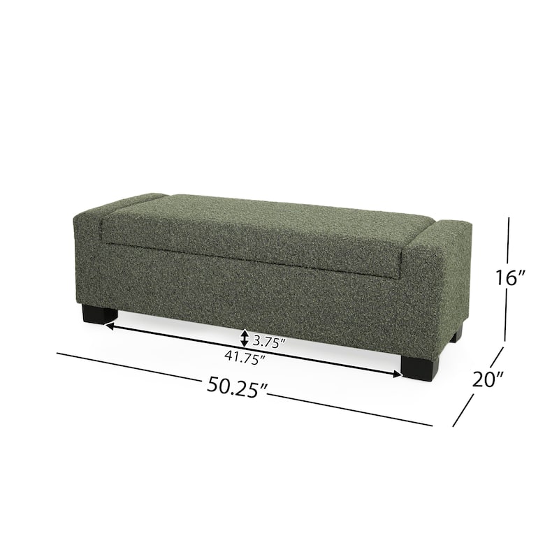 50" Ottoman Bench in Textured Fabric, Rectangular Design with Hinged Lid for Seating, Footrest, and Hidden Storage