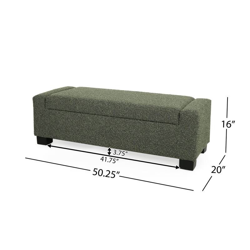 Roomfitters Upholstered Storage Ottoman Bench with Hinged Lid, Rectangular Accent Seat for Living Room or Bedroom