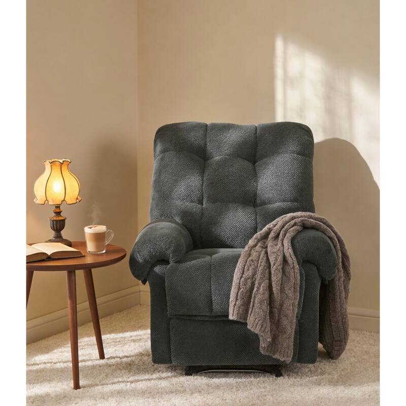 Recliner Chair, Overstuffed Armchair, Manual Recliner, Padded Footrest, Ergonomic Lounge Chair, Soft Fabric Recliner