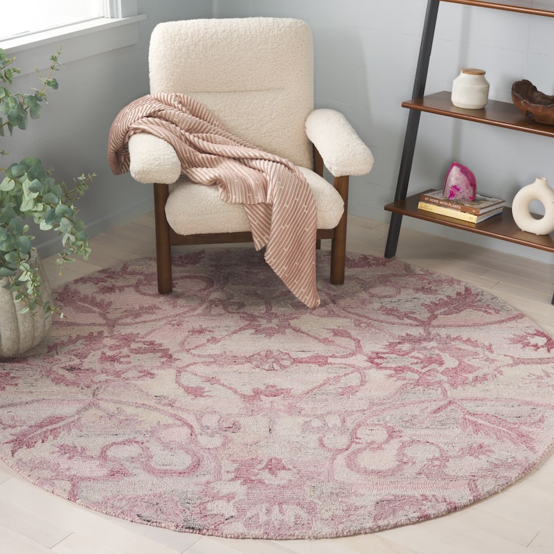 SAFAVIEH Handmade Anatolia Liilia Rug - 6' Round - Light Pink