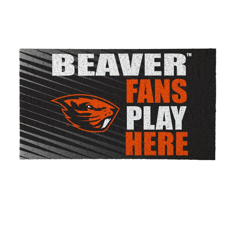 28 in. x 16 in. Oregon State University "Fans Play Here" PVC Door Mat