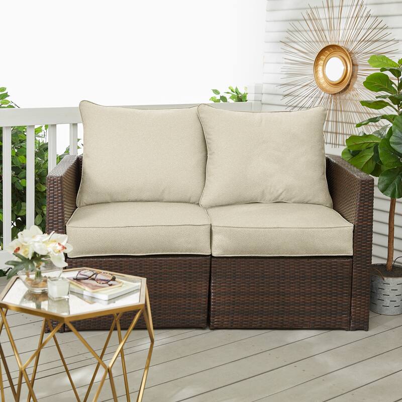 Sorra Home Outdura Rumor Indoor/Outdoor Deep Seating Loveseat Pillow and Cushion Set - 25 in x 25 in x 5 in - Rumor Vanilla